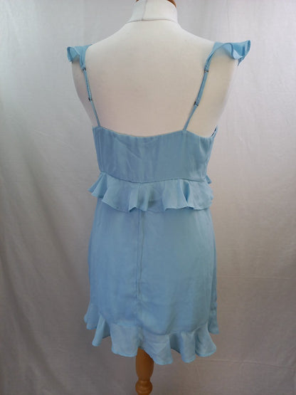 Abercrombie & Fitch Blue Frilly Strappy Asymmetrical Dress NWT - Size L