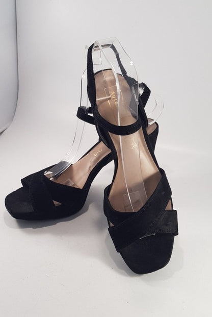 Autograph Black Suede Strappy Evening Heels Size 6.5 VGC