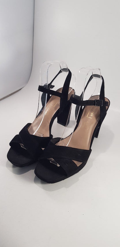 Autograph Black Suede Strappy Evening Heels Size 6.5 VGC