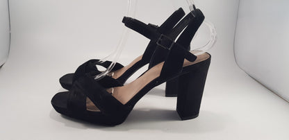 Autograph Black Suede Strappy Evening Heels Size 6.5 VGC