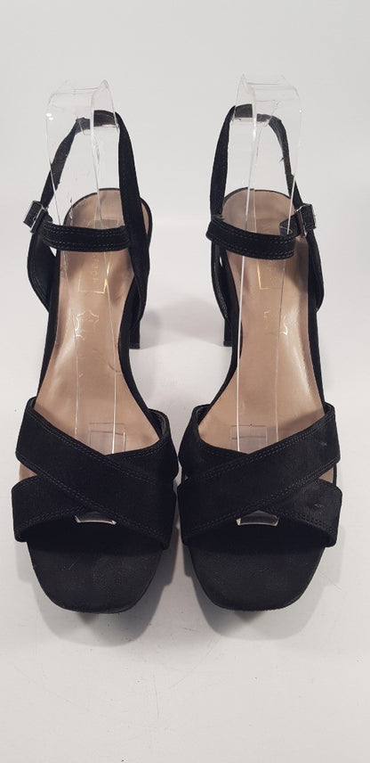 Autograph Black Suede Strappy Evening Heels Size 6.5 VGC