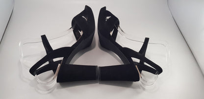 Autograph Black Suede Strappy Evening Heels Size 6.5 VGC