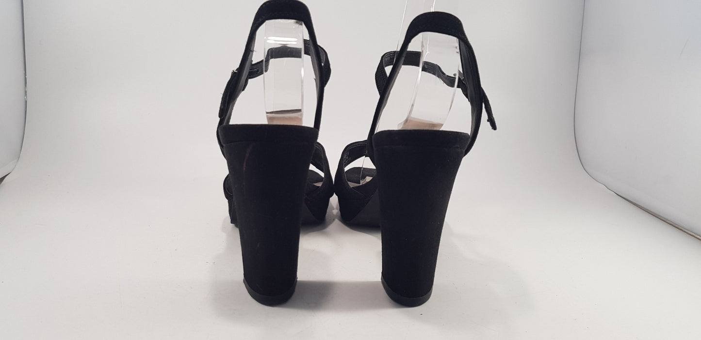 Autograph Black Suede Strappy Evening Heels Size 6.5 VGC