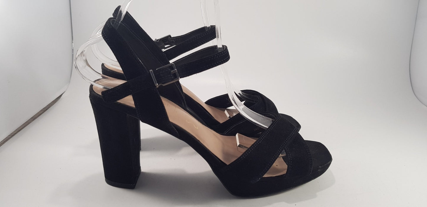 Autograph Black Suede Strappy Evening Heels Size 6.5 VGC