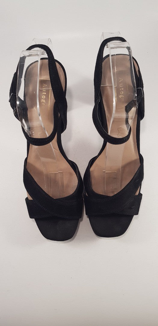 Autograph Black Suede Strappy Evening Heels Size 6.5 VGC