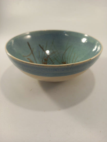 seviers pottery bowl blue cream brown wheat