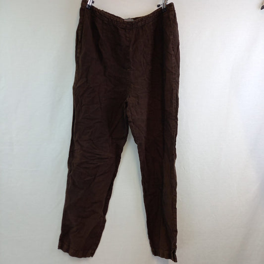 Sahara Linen Trousers Brown Womens UK M 100% Linen Excellent Condition