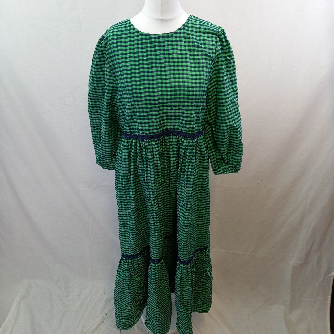 Anthropologie Green Check Dress UK 10 BNWT 100% Cotton