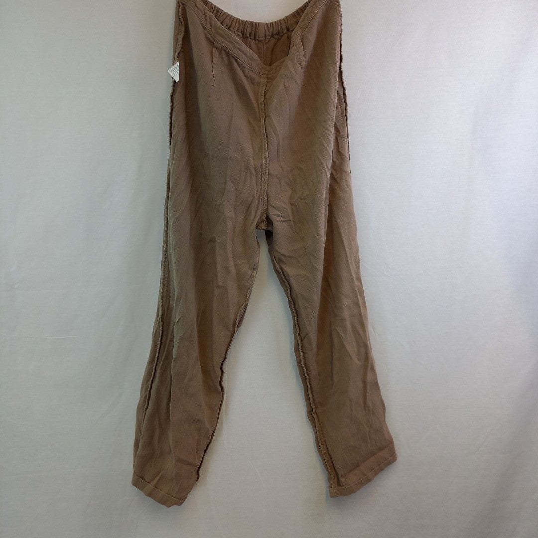 Sahara Linen Trousers Brown Womens UK M 100% Linen Excellent Condition