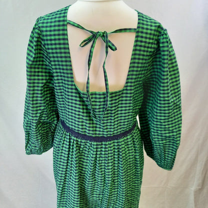 Anthropologie Green Check Dress UK 10 BNWT 100% Cotton