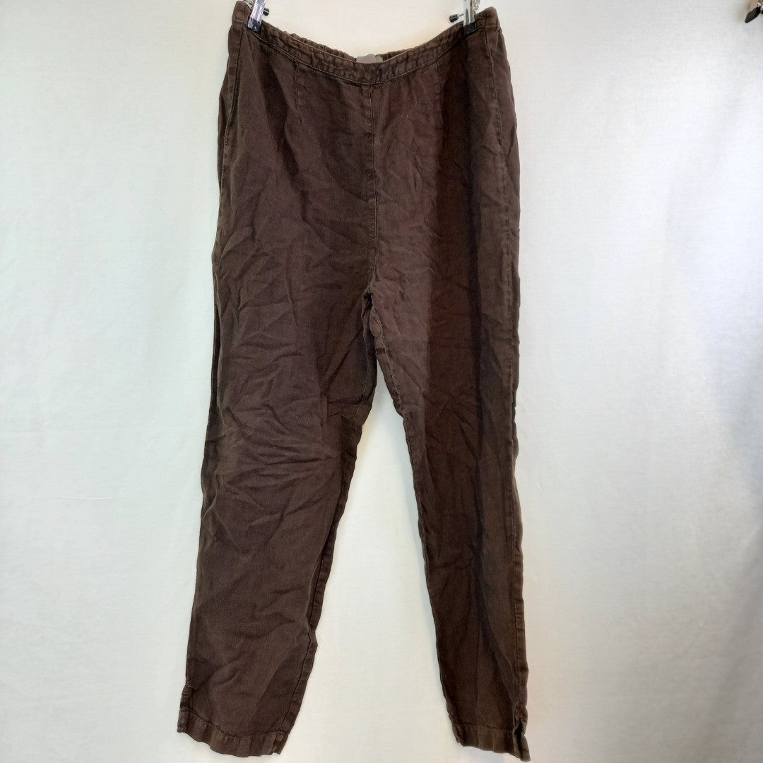 Sahara Linen Trousers Brown Womens UK M 100% Linen Excellent Condition