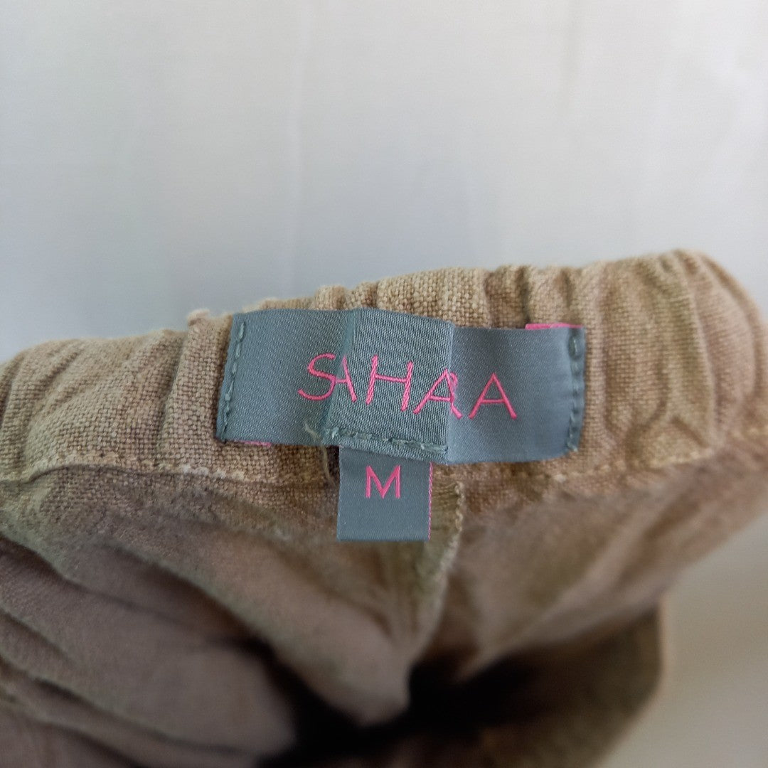 Sahara Linen Trousers Brown Womens UK M 100% Linen Excellent Condition