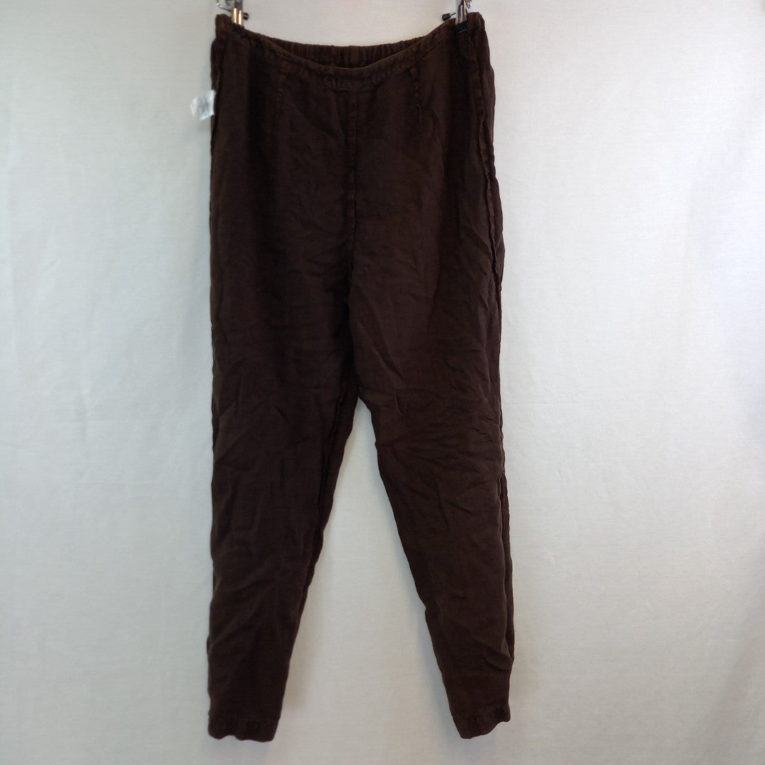 Sahara Linen Trousers Brown Womens UK M 100% Linen Excellent Condition