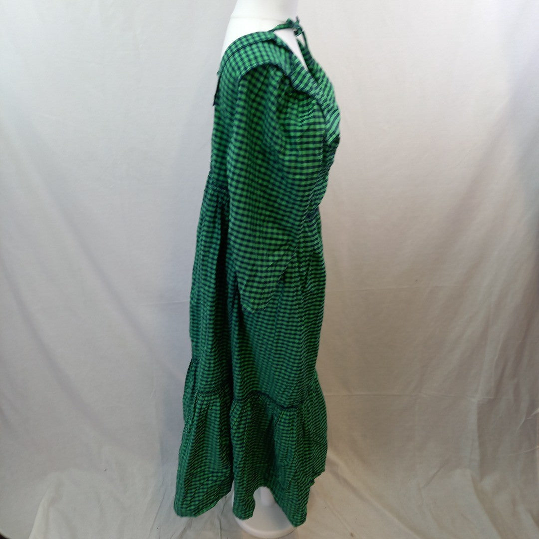 Anthropologie Green Check Dress UK 10 BNWT 100% Cotton