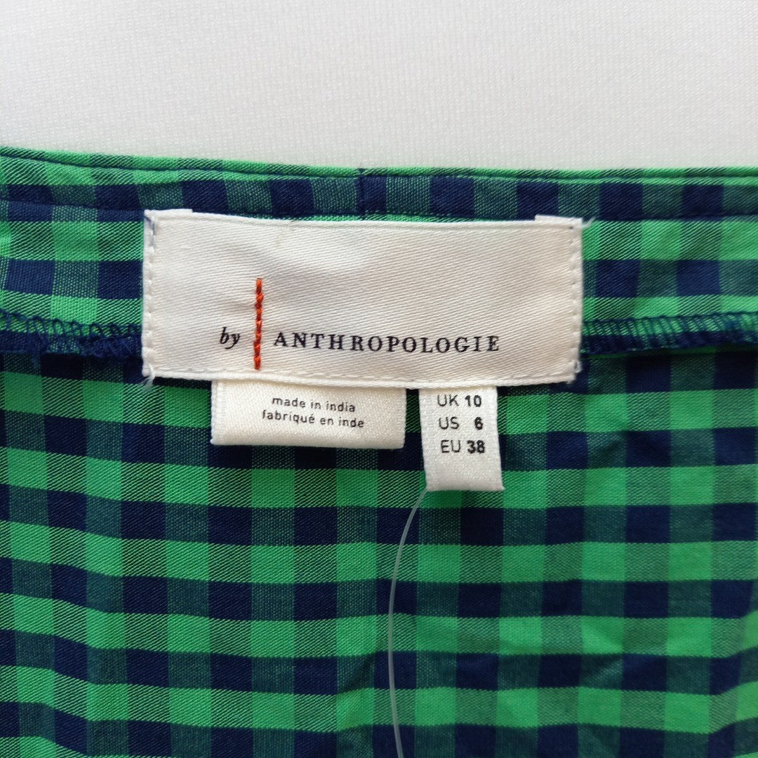 Anthropologie Green Check Dress UK 10 BNWT 100% Cotton