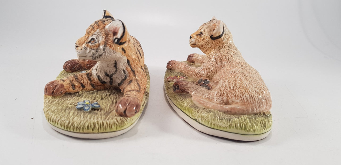 Miranda C Smith Tiger & Lion Cub Figurines Excellent Condition