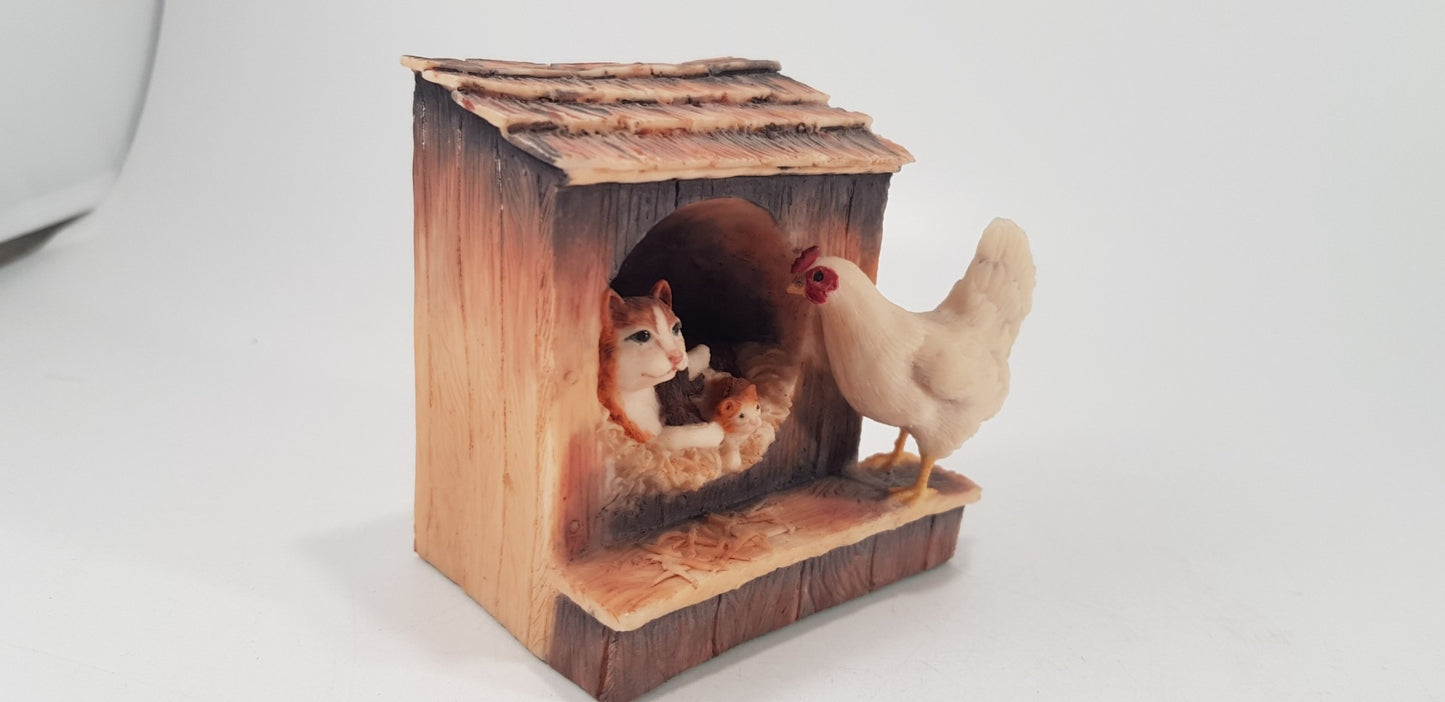 Lowell Davis Cat & Chicken Figure Ornament Small Excellent Condition