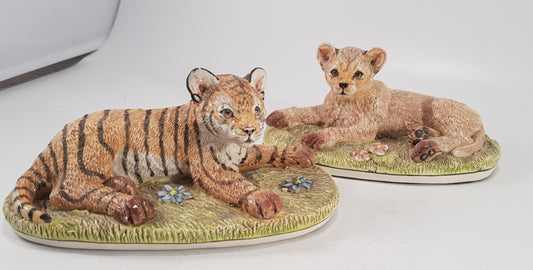 Miranda C Smith Tiger & Lion Cub Figurines Excellent Condition