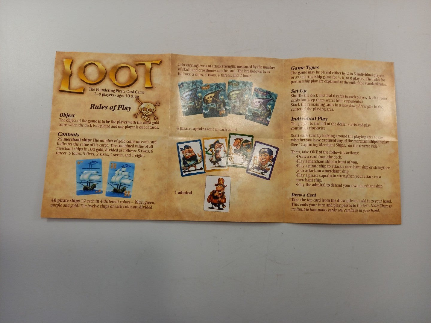 loot card game pirate gamewright