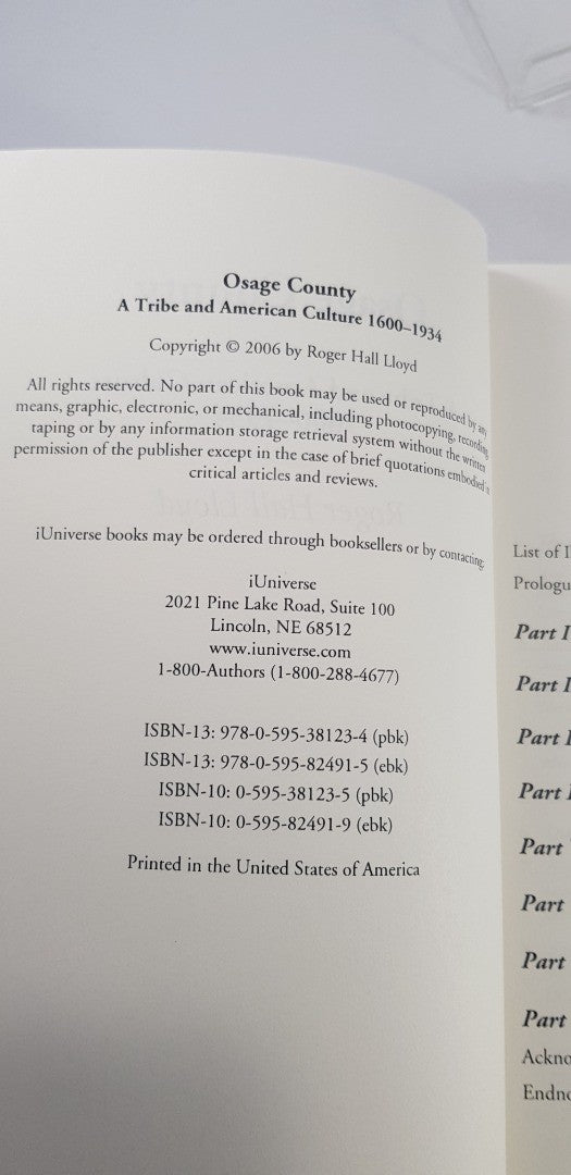 Osage County: A Tribe And American Culture 1600-1934 By R. Lloyd Paperback VGC