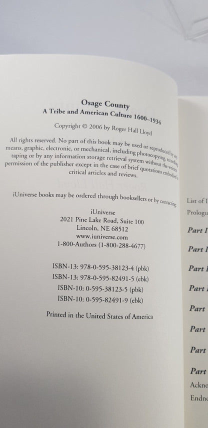 Osage County: A Tribe And American Culture 1600-1934 By R. Lloyd Paperback VGC