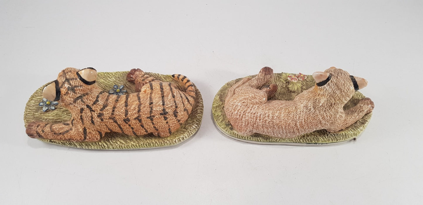 Miranda C Smith Tiger & Lion Cub Figurines Excellent Condition