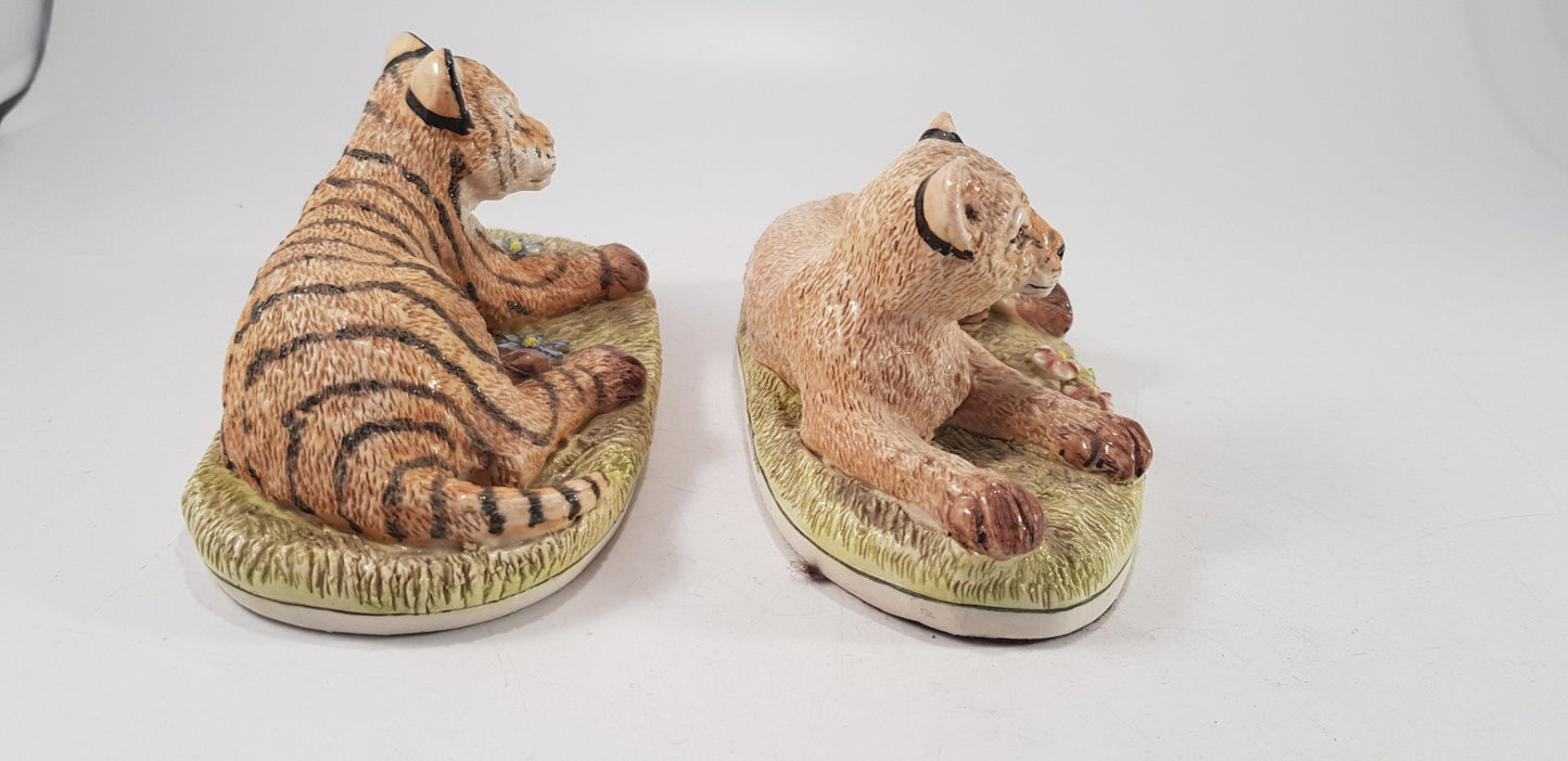 Miranda C Smith Tiger & Lion Cub Figurines Excellent Condition