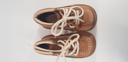 Kickers Tan Leather Lace-Ups Kids Size 22 VGC