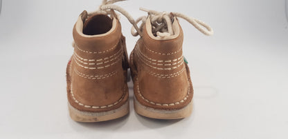 Kickers Tan Leather Lace-Ups Kids Size 22 VGC