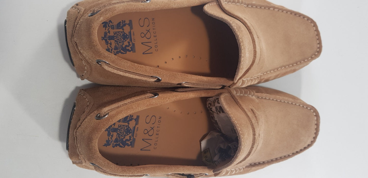 M&S Collection Suede Leather Loafers Tan Size 6 BNWT