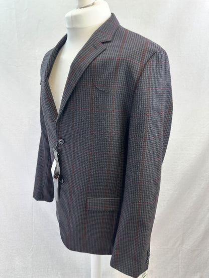 Penguin Navy Burgundy Check Blazer Wool Mix Size L BNWT