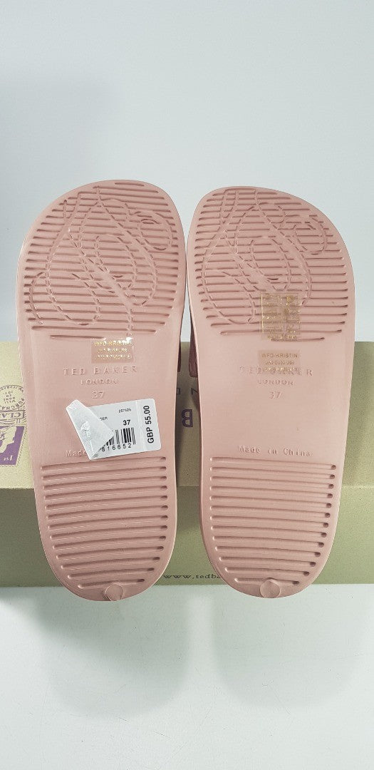 Ted Baker Dusky Pink Flowers Sliders Size 4 BNIB