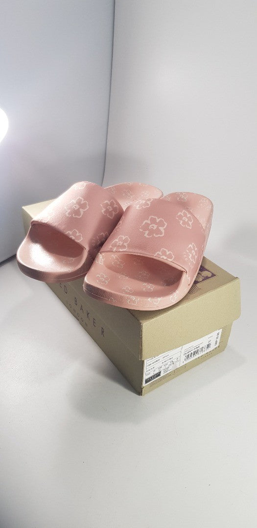 Ted Baker Dusky Pink Flowers Sliders Size 4 BNIB