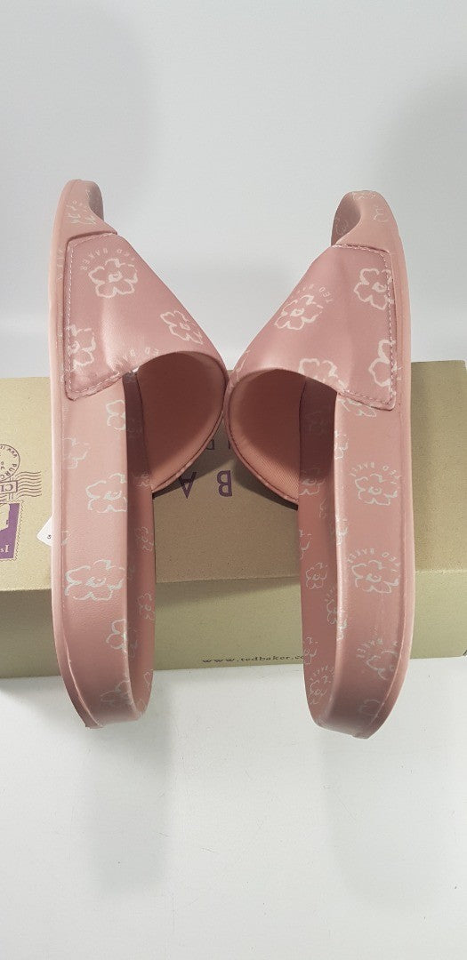 Ted Baker Dusky Pink Flowers Sliders Size 4 BNIB