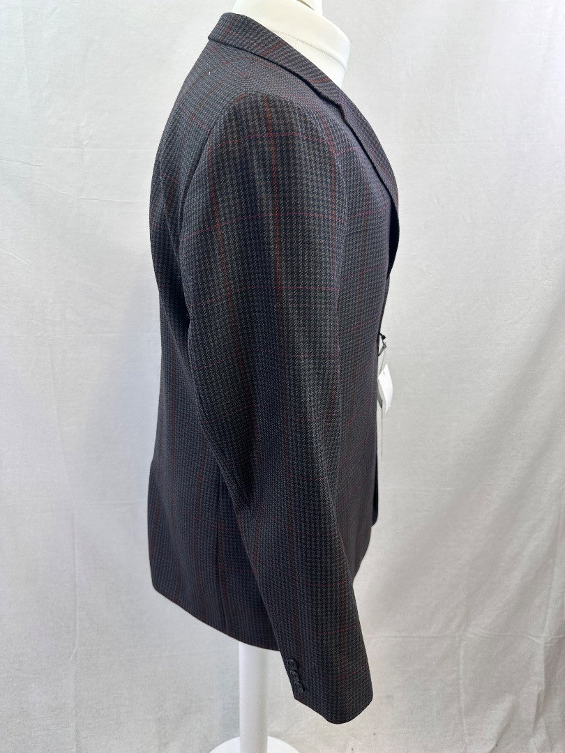 Penguin Navy Burgundy Check Blazer Wool Mix Size L BNWT