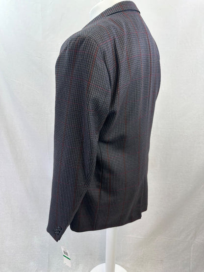 Penguin Navy Burgundy Check Blazer Wool Mix Size L BNWT