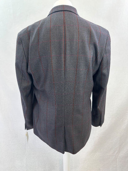 Penguin Navy Burgundy Check Blazer Wool Mix Size L BNWT