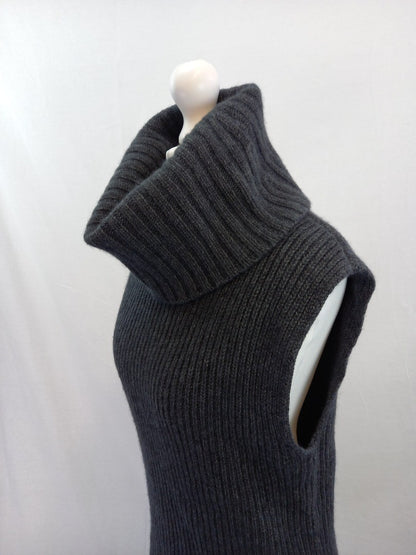 kew 159 wool sleeveless jumper tank top grey small high neck