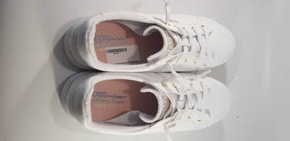 Skechers Bobs White Gold Trainers Memory Foam Wide Fit Size 6 Brand New