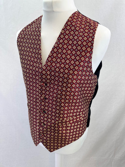 St Michaels Silk Red Gold Waistcoat Chest 41-43in Excellent Condition Vintage