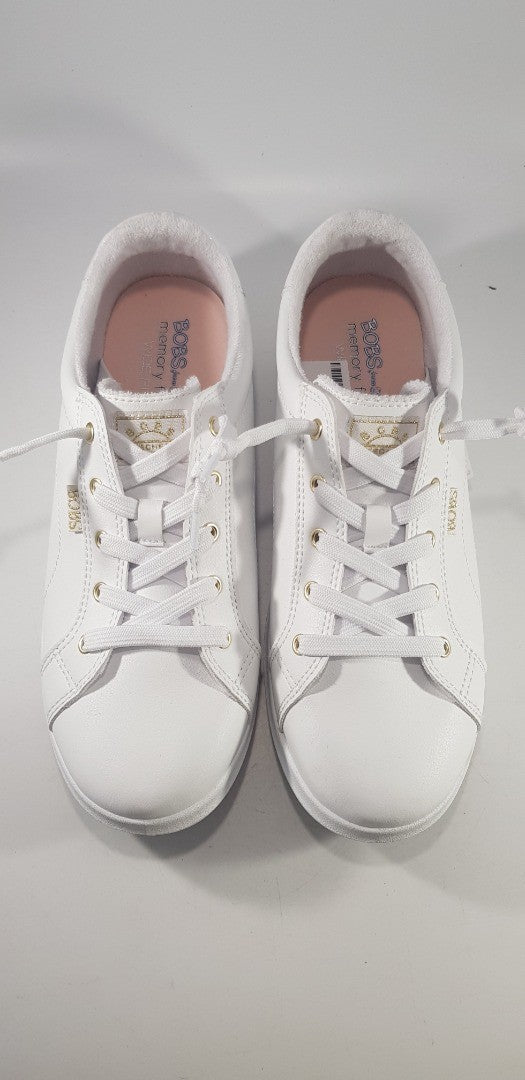 Skechers Bobs White Gold Trainers Memory Foam Wide Fit Size 6 Brand New