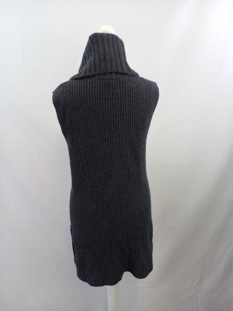 kew 159 wool sleeveless jumper tank top grey small high neck