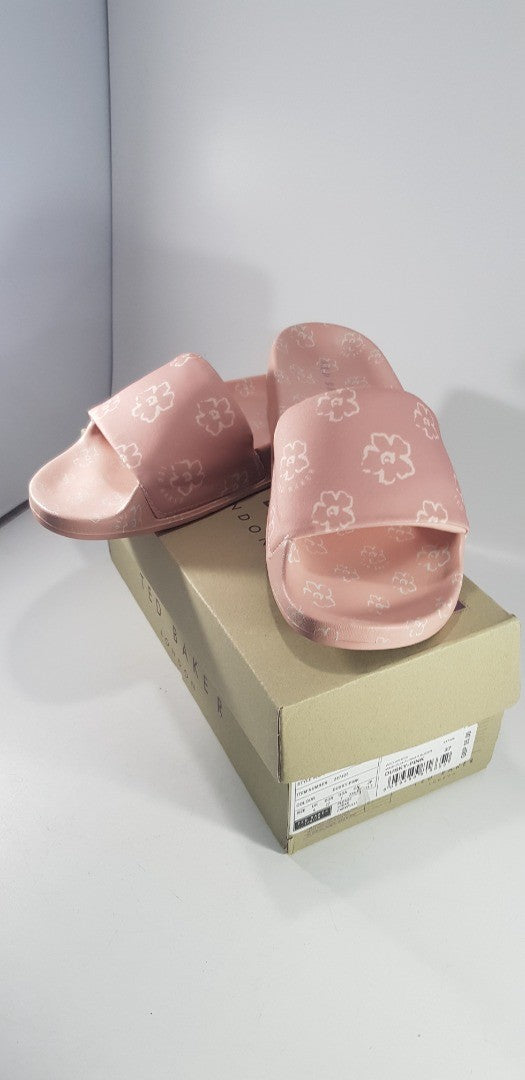 Ted Baker Dusky Pink Flowers Sliders Size 4 BNIB