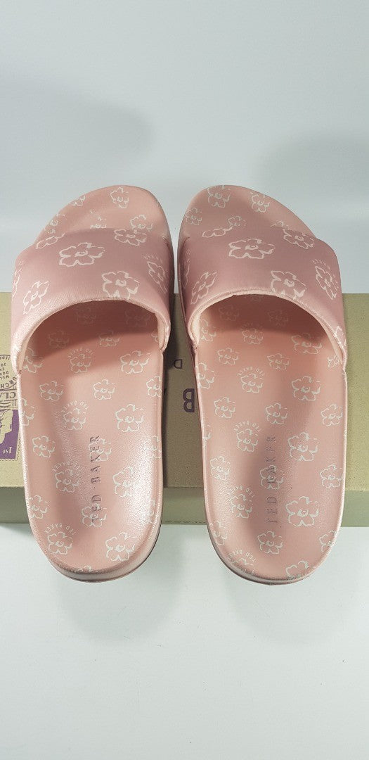 Ted Baker Dusky Pink Flowers Sliders Size 4 BNIB