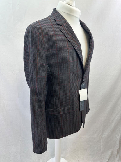 Penguin Navy Burgundy Check Blazer Wool Mix Size L BNWT