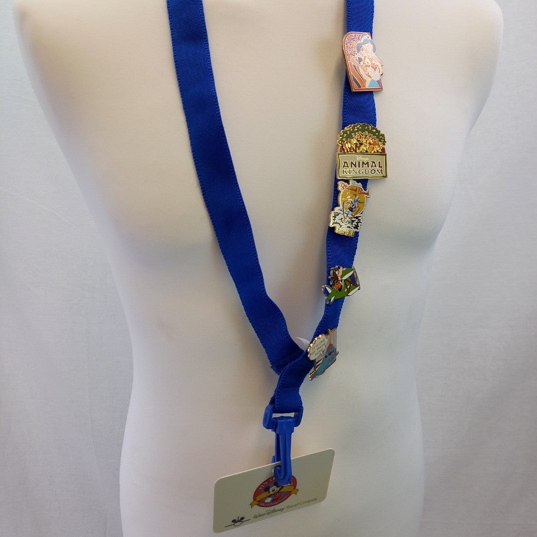 DISNEY Vintage Pin Trading Lanyard with Collectable 5 Pin Bundle (2002-2004) Excellent