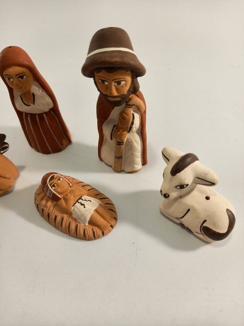 Helping Hands Handmade in Peru Terracotta Painted Miniature Nativity Figures