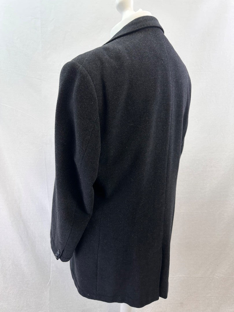 Howick Charcoal Wool Cashmere Mix Trench Coat Size L Excellent Condition