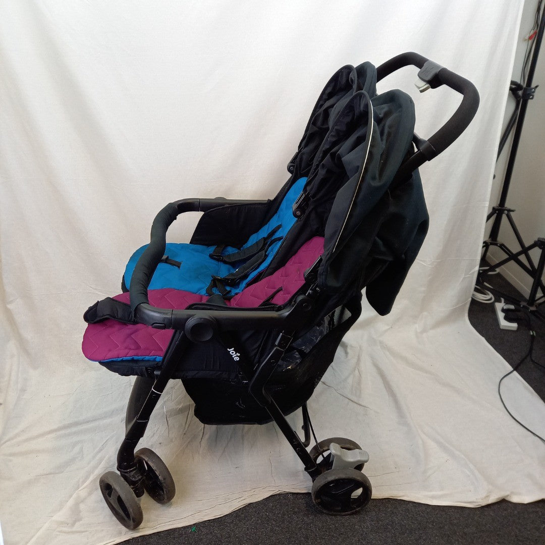 Joie Aire Double Pushchair Twin Pink/Blue Pram Foldable Rain cover Seat Stroller