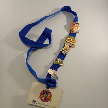 DISNEY Vintage Pin Trading Lanyard with Collectable 5 Pin Bundle (2002-2004) Excellent